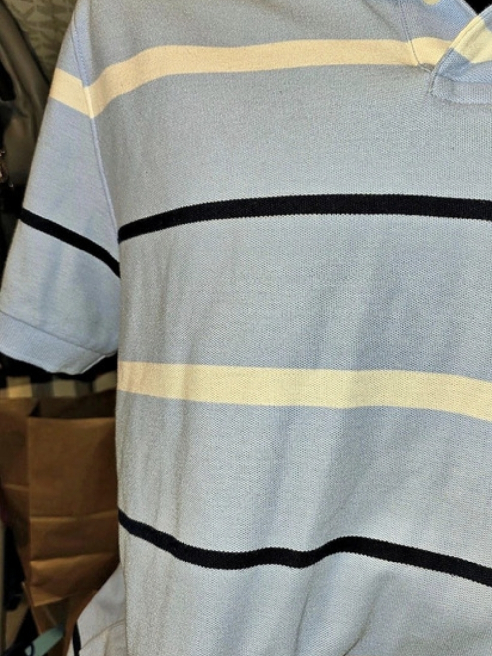 Nautica Performance Deck Shirt Classic Fit Polo Blue & White Large